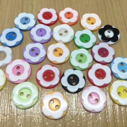 1000pcs 13mm Mixed Round Resin 2 Holes Two Tone Flowers Buttons Sewing Dress Shiny Button For Scrapbooking Embellishments