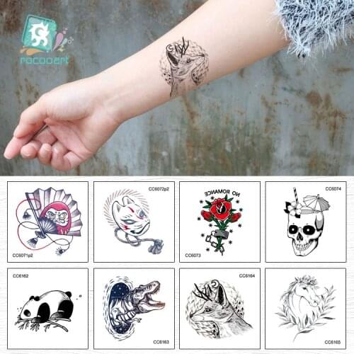 25 Sheets Different Black Small Tattoo Design horror skeleton Unique Temporary Tattoo Sticker Body Art Fake Hands Tatoo