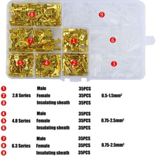 315Pcs Quick Splice 2.8mm 4.8mm 6.3mm Male and Female Wire Spade Connector Wire Crimp Terminal with Insulating Assortment