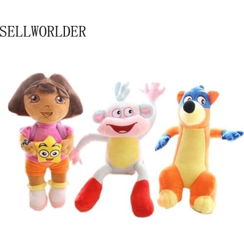 35cm Dora & Fox & Monkey Cartoon Movie Girls Plush Dolls Toys
