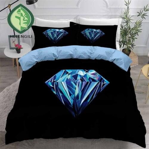 HELENGILI 3D Bedding Set Diamond Print Duvet Cover Set Bedclothes with Pillowcase Bed Set Home Textiles #ZS02