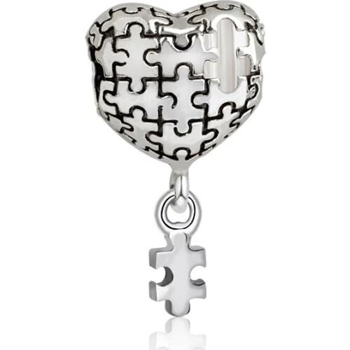 5PCS HTevak Jigsaw Puzzle Broken Heart Charm Bracelet Dangle Love Charms Fits DIY Snake Bracelet Style Charm Jewelry Making