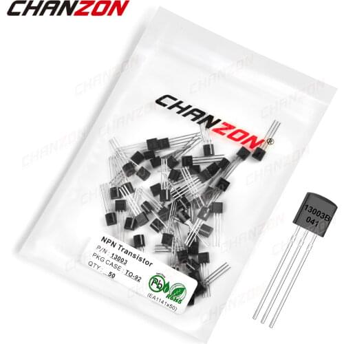 50pcs 13003 TO-92 NPN Transistor Bipolar Junction BJT Triode Tube Fets MJE13003 E13003 1.2A 450V Integrated Circuits