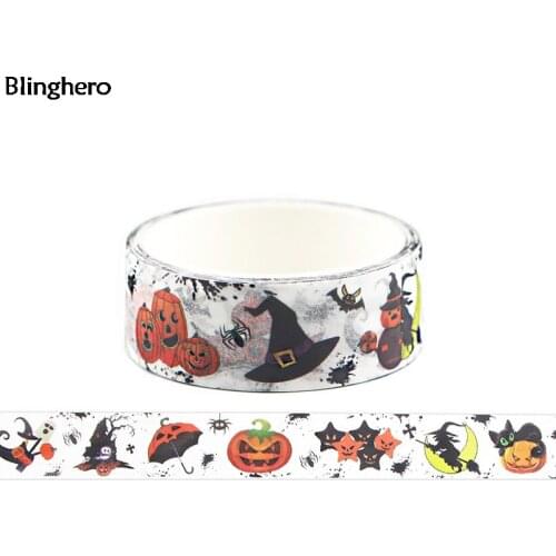 Blinghero 15mmX5m Halloween Washi Tape Cool Masking Tape Adhesive Tapes Cartoon Stationery Tapes Decal Halloween Gifts BH0327