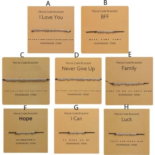 I Love You Friendship Morse Code Dainty Beaded Bracelet with Secret Message for Women Men Jewelry Adjustable Gifts