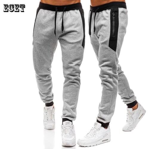 New splicing cotton mens trousers with zipper pocket casual pants streetwear outdoor fashion exercise fitness sports pants