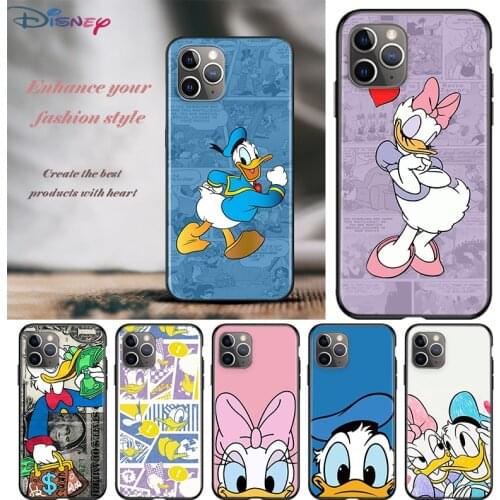Duck Donald Cartoon For Apple iPhone 12 11 Pro Max mini XS Max XR X 8 7 6 6S Plus 5S SE 2020 Soft Black Phone Case