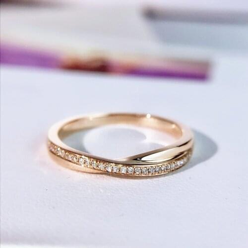 Pure 18K Rose Gold Deputy ring DF color Moissanite jewelry Wedding Anniversary Ring special Twist ring setting