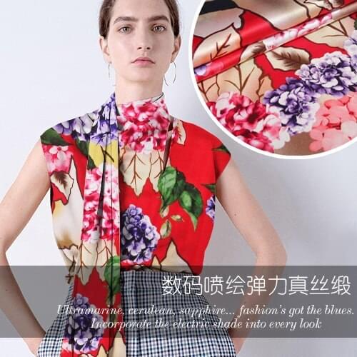 105cm wide digital inkjet silk fabric meter 20mm silk stretch satin fabric satin soft shirt dress fabric wholesale silk cloth