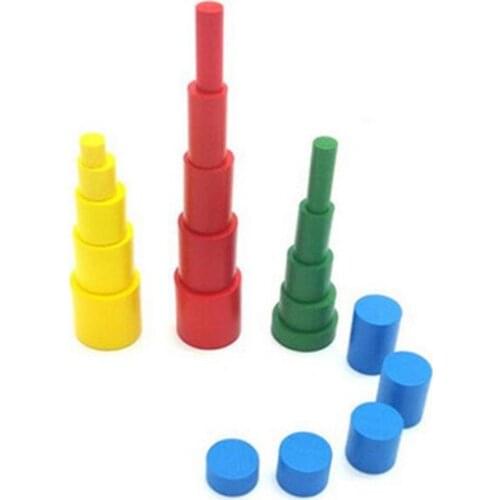 Montessori Wooden 4 Different Colorful Cylinders Educational Math Toys Preschool Kids Children Early Teaching Gift