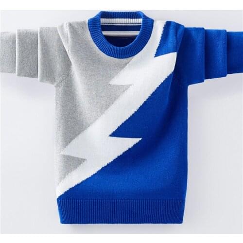 Boys cotton knit sweater childrens round neck matching color sweater