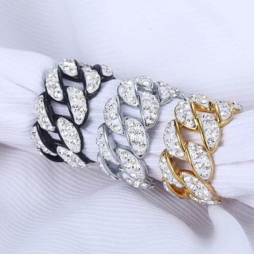 Davieslee 3 Color Mens Rings CZ Ring for Men Wholesale Fashion Male Jewelry Gifts Dropshipping 13mm DGRM10