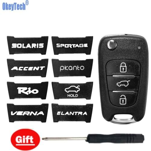 OkeyTech 3 Buttons Flip Folding Remote Car Key Shell Blank for Kia Rio 3 Picanto Ceed Cerato Sportage K2 K3 K5 For Hyundai I30