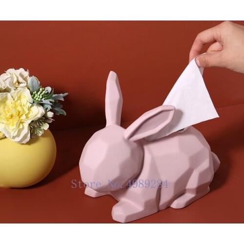 CREATIVITY CERAMICS TISSUE BOX SIMULATION ANIMAL RABBIT DEER GEOMETRIC HOME LIVING ROOM DESKTOP STORAGE ORGANIZATION DECORATION