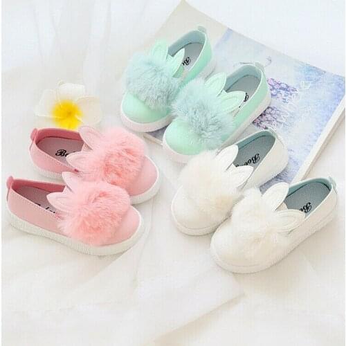 Toddler Baby Kid Girl Rabbit Crib Shoes Princess Infant Microfiber Leather Plush Lovely Fluffy Shoes Bunny Sneakers Prewalker