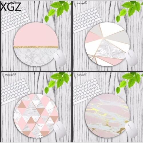 XGZ Computer Animation Round Mouse Mat Round Mice Pad Design Modern Faux Gold Glitter Marble Unique Desktop Pad Mousepads