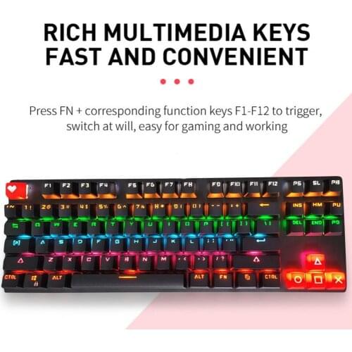 87 Keys Universal RGB Backlight Mechanical USB Wired Gaming Keyboard for Desktop 2021