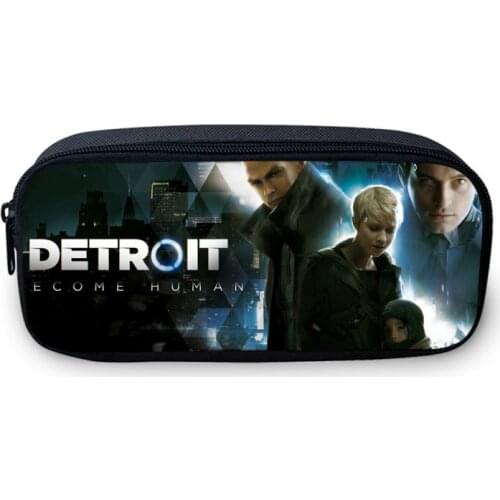 Fashion Customize Detroit Become Human Prints Teenage Girls Pencil Case Pen Pouch Organizer Wallet Boys School Coin Purse Holder
