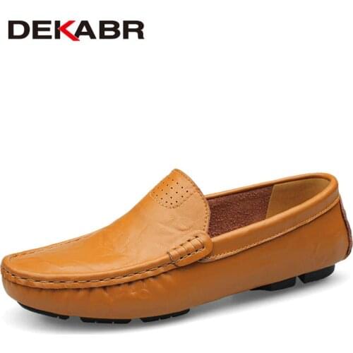 DEKABR Big Size 36~50 High Quality Genuine Leather Men Shoes Soft Moccasins Loafers Fashion Brand Men Flats Comfy Driving Shoes