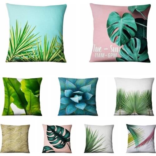 Tropical Plant Printed Pillowcase Colored Plant Cushion Decorative Pillow Home Decor Sofa Throw Pillows Almofadas Decorativas