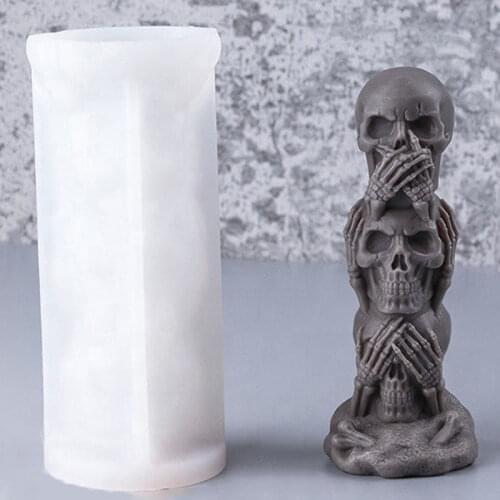 New 3D Skull Candle Mold Diy Halloween Funny Scary Skull Mold Candle Making Supplies Soap Mold Candles Molds Silikone Halloween
