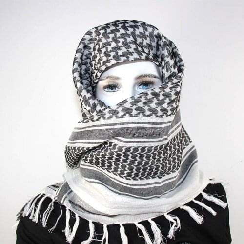 Hunting Military Arab Keffiyeh Shemagh Scarf Windproof Windy Hiking Shawl Neck Cover Head Wrap Cotton With Tassel For Men Women