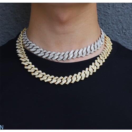 Punk Hip Hop Cuban Link Chain Choker Necklace Iced Out Rapper Crystal Necklace Fashion Bling Rhinestone Jewelry Gift
