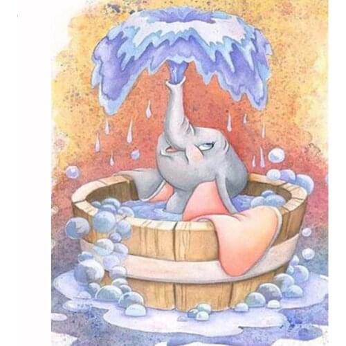Full Square/Round Drill 5D DIY Diamond Painting cartoon"Bathing Dumbo"100% cover diamond Embroidery Cross Stitch Home Decor FZ36