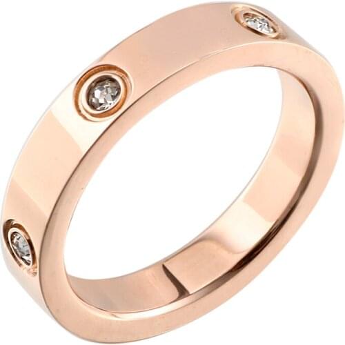 Luxury Stainless Steel Shiny Wedding Party Men Women Rings Jewelry Gift Brand Cubic Zirconia Lovers Heart Rings