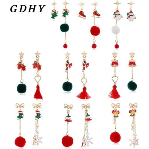 GDHY Christmas Earrings Gift Christmas tree Snowman bell glove candy snowflake red ball Letter tassel Earrings Bijoux jewelry