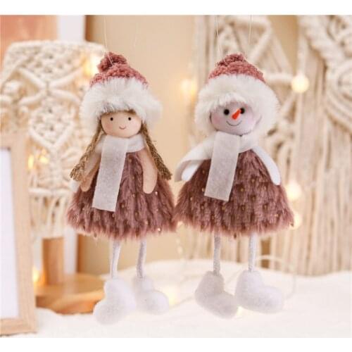 Christmas Plush Santa Snowman Elk Bear Angel Dolls Xmas Navidad Tree Ornaments Christmas Decorations for Home 2022 New Year Gift