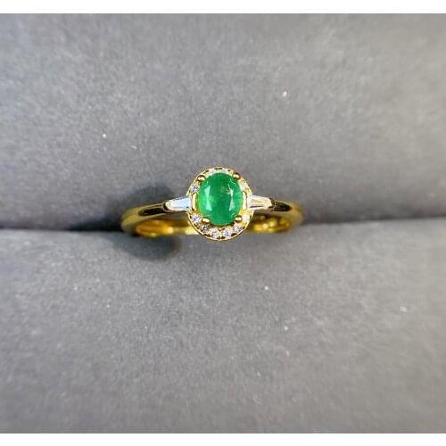 Shilovem 925 sterling silver real Natural Emerald Rings fine Jewelry gift women trendy new wholesale gift 4*5mm jcj0405689agml