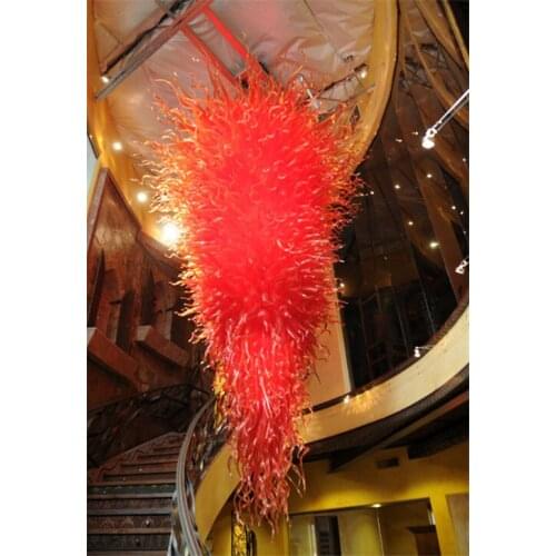 Style Large and Luxury Red Murano Blown Glass Chandelier for Hotel Decor
