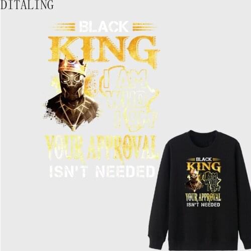 Black King Iron On Transfers For Clothing Thermal Patch DIY Washable Men T-Shirt Tops Heat Transfer Sticker Appliqued On Clothes