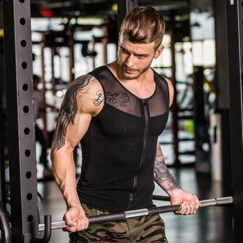 TFSCLOIN Mens Running Vest Compression Fitness Clothing Zipper Elastic Shaping Tank Tops Trainer Vest Workout Bodybuilding Vests