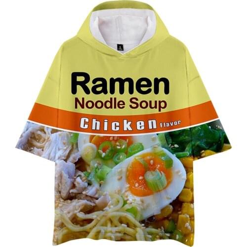 Japan Ramen Noodle Soup 3d Hoodies Pullover Fashion Cool Men Women Hoodie Tops Short Sleeve Unisex Hooded Sweatshirts Streetwear