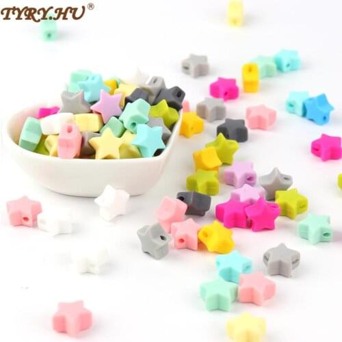 TYRY.HU 10 pieces Silicone Teether Star Beads For Necklace Pacifier Chain Baby Teether BPA Free
