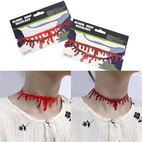 Halloween Decoration Scary Vampire Blood Necklace For Masquerade Party Costume Decor Creative Personality Bleeding Necklace