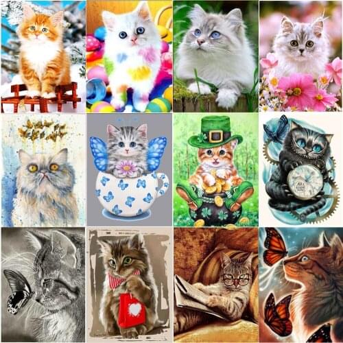 Santa Embroidery 5D DIY diamond painting cute kitten animal diamond Mosaic Cross stitch art home decoration gift without frame