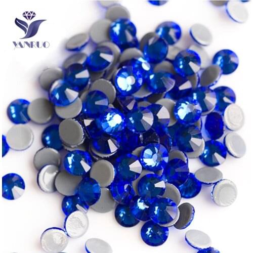 YANRUO 2058HF SS20 Sapphire 1440Pcs Hot Fix Crystal Flat Back Hotfix Strass DIY Glass Rhinestones For Clothing