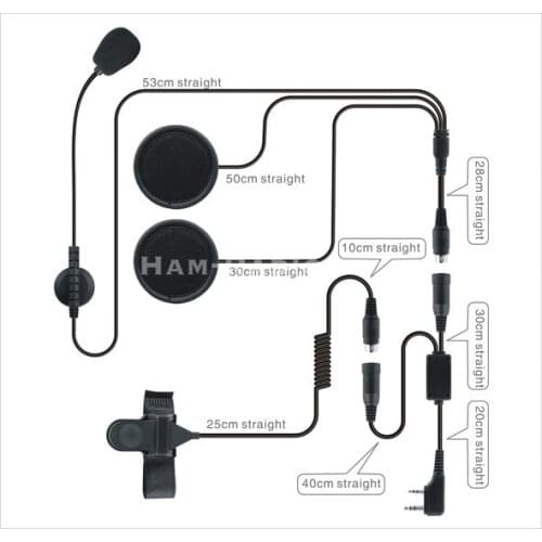 2Pin PTT Motorcycle Helmet Headset for two way radio kenwood CB Ham Radio Baofeng Quansheng Walkie Talkie Earphone