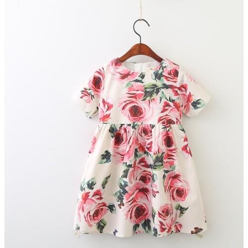 Fashion Baby Pirncess Dress Jacquard Flowers Printed Dress Spring Summer Sleeveless Dresses For Girls Costume For Kids 2-9Y