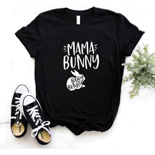 Women T Shirt Mama Bunny Rabbit Print Tshirt Women Short Sleeve O Neck Loose T-shirt Ladies Summer Causal Tee Shirt Clothes Tops