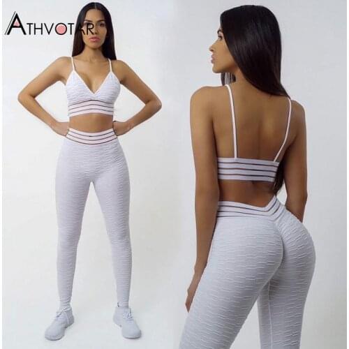 ATHVOTAR Two Piece Jogger Set Women Fitness Bra Sexy and Leggings High Waist Elasticity Tracksuits Sweat Suits Sportswear