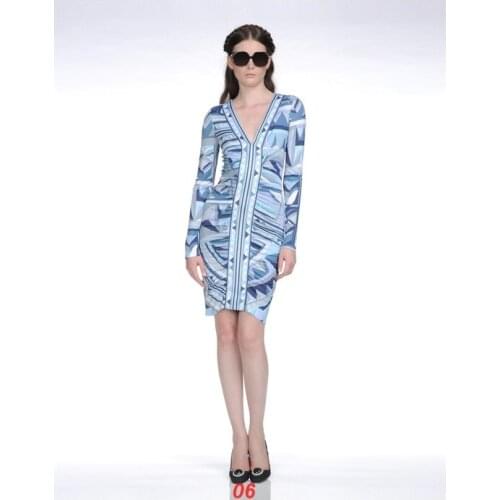 Womens European fashion v-neck elastic SILK JERSEY knit a beautiful dress