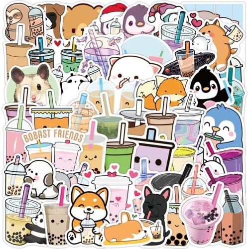 10/30/50Pcs Pearl Milk Tea Graffiti Sticker Waterproof Fridge Guitar Laptop Motorcycle Skateboard Joke Decal Classic Toy Gifts