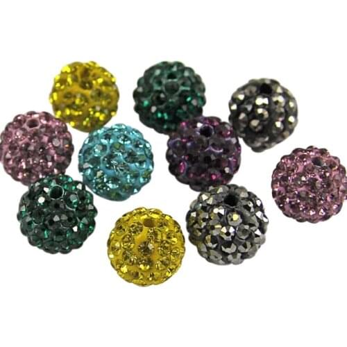 10mm 100pcs/lot hot mixed color white purple blue black Rhinestone crystal Beads bracelet necklace diy br534