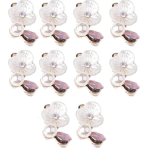 10 Packs Alloy Jewelry Charms Rhinestone Pearl Beads Jewelry Findings