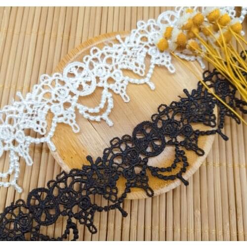 15 yards White Black Water Soluble Lace Ribbon Wedding Embroidered Diy Handmade Patchwork Lace Trim Sewing Supplies DIY Crafts
