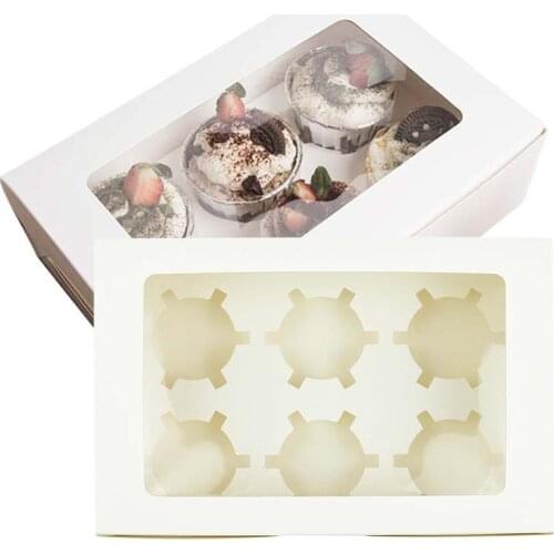 5Pcs 6Holes Cupcake Boxes With Clear Window Chocolate Muffin Box Cake Removable Tray For Home Baking Packing Birthday Party Gift